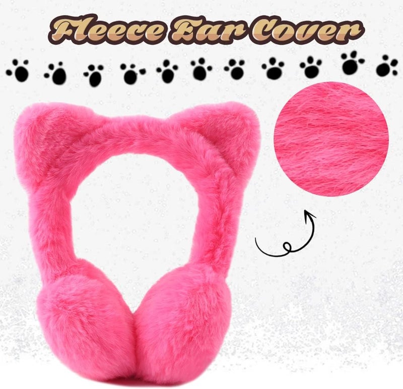 Peecabe Winter Kids Earmuffs Warm Girl Ear Muffs For Toddler Kid Children Earmuff with Cat Ears Girls Ear Warmer (Rose) - Image 3